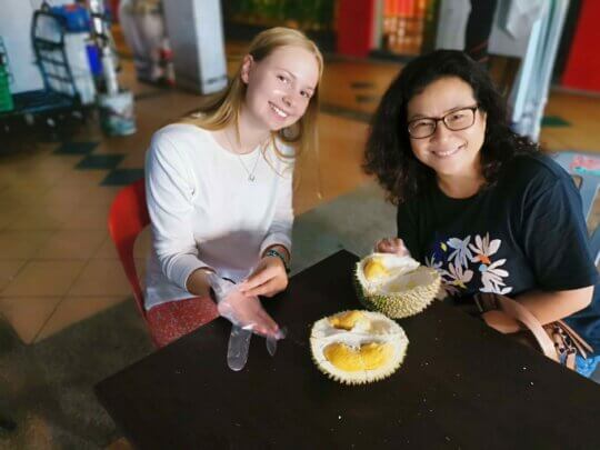 Trying Durian with Homestay
